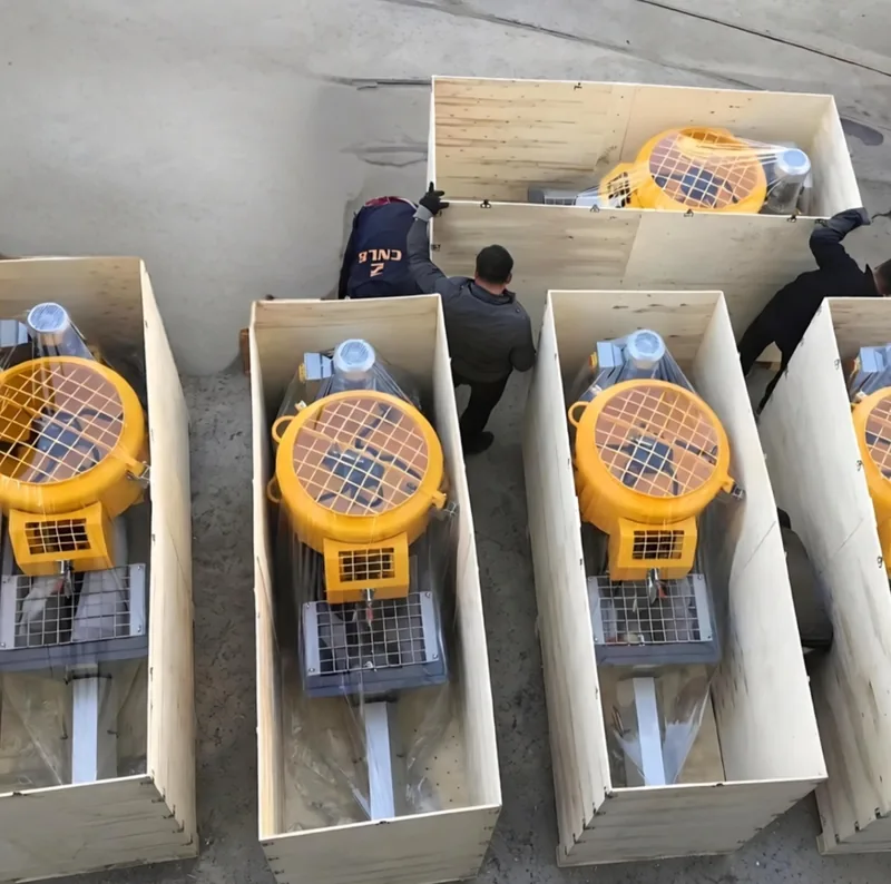 Products packed in wooden crates for export