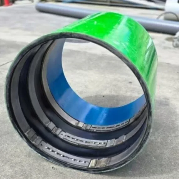 Completed mechanical internal pipe joint seal installed over a leaking joint.